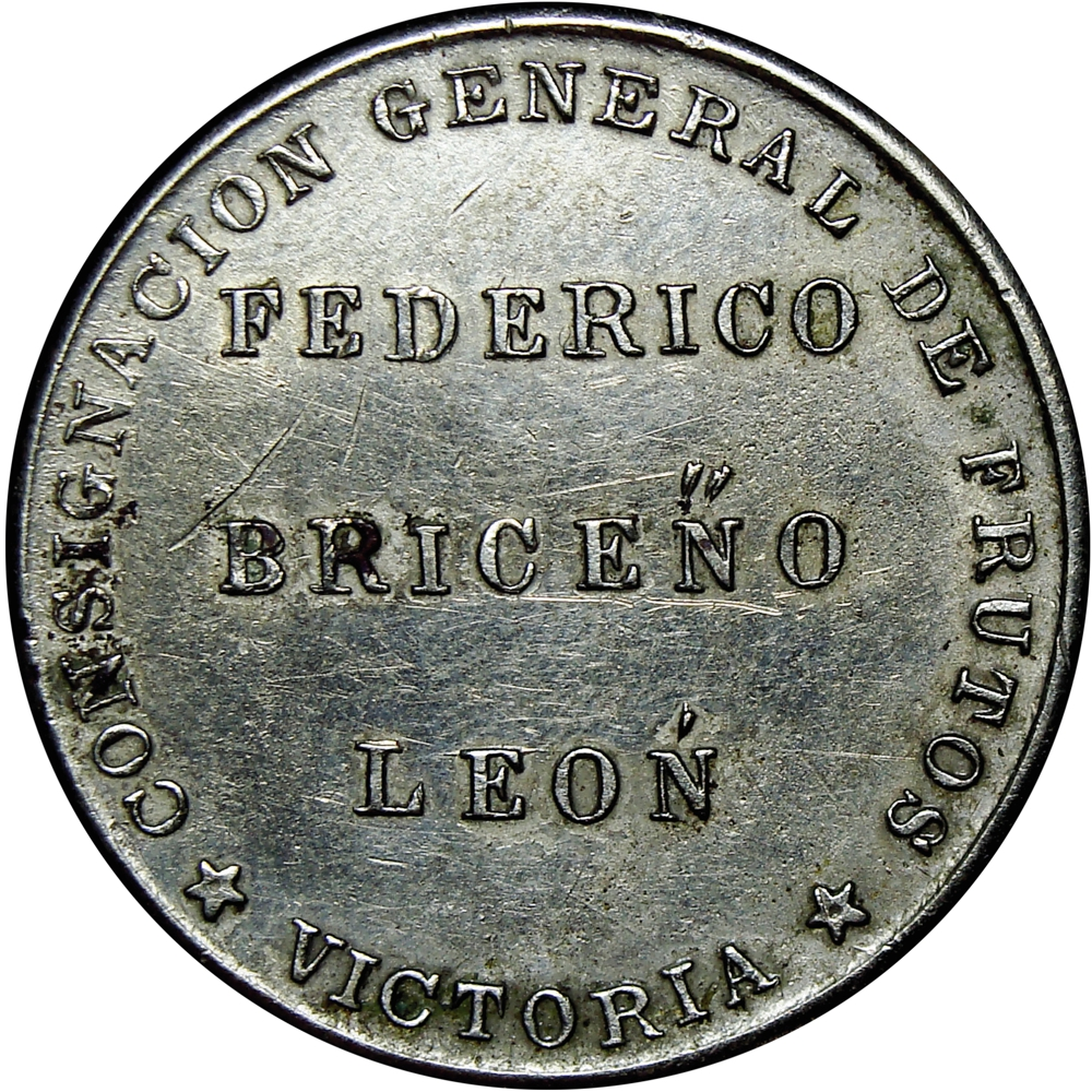 Venezuela Ficha Hacienda Federico Briceño Leon 2 Reales 1887  - Numisfila