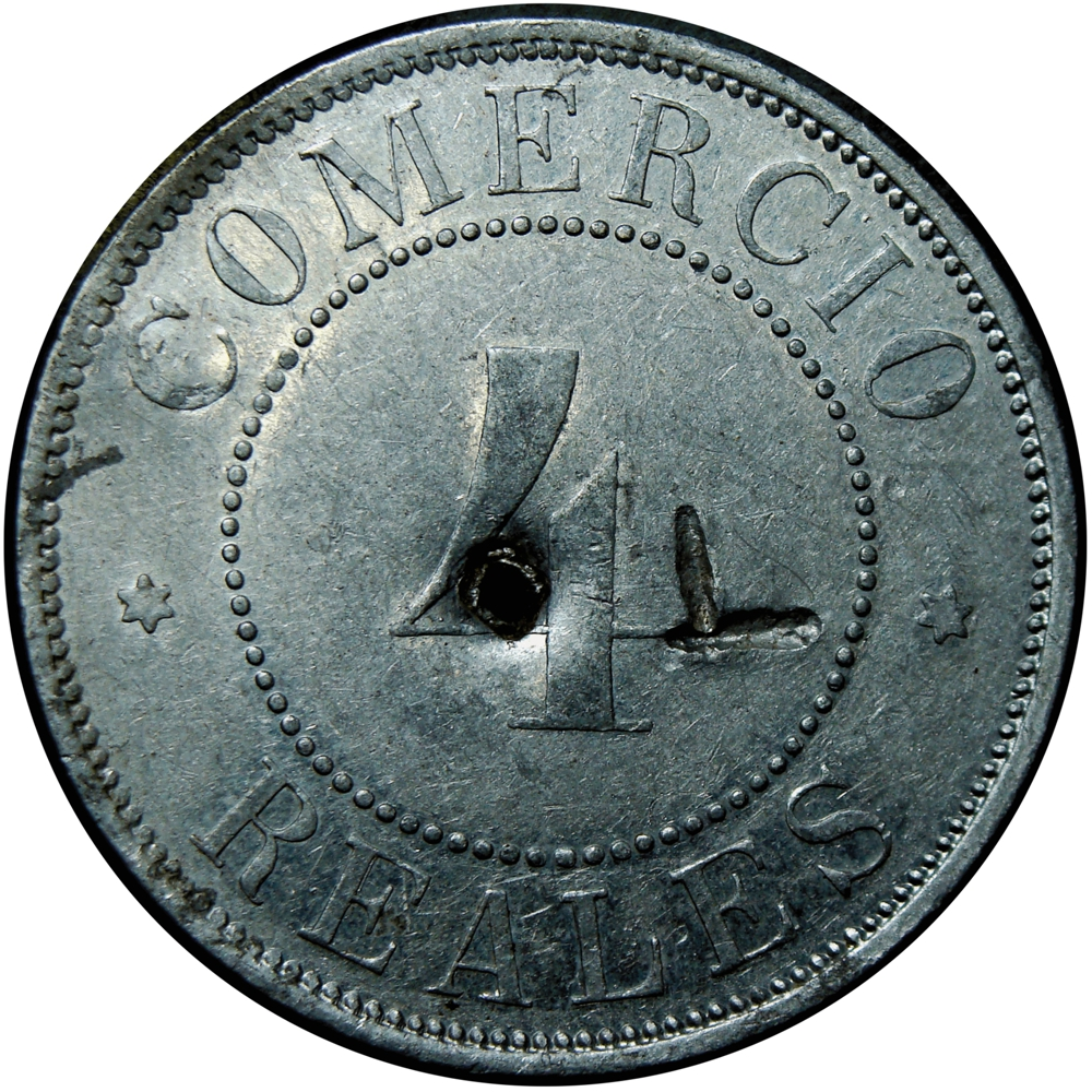 Ficha de Aluminio Calderón Bruzual Comercio 4 Reales  - Numisfila