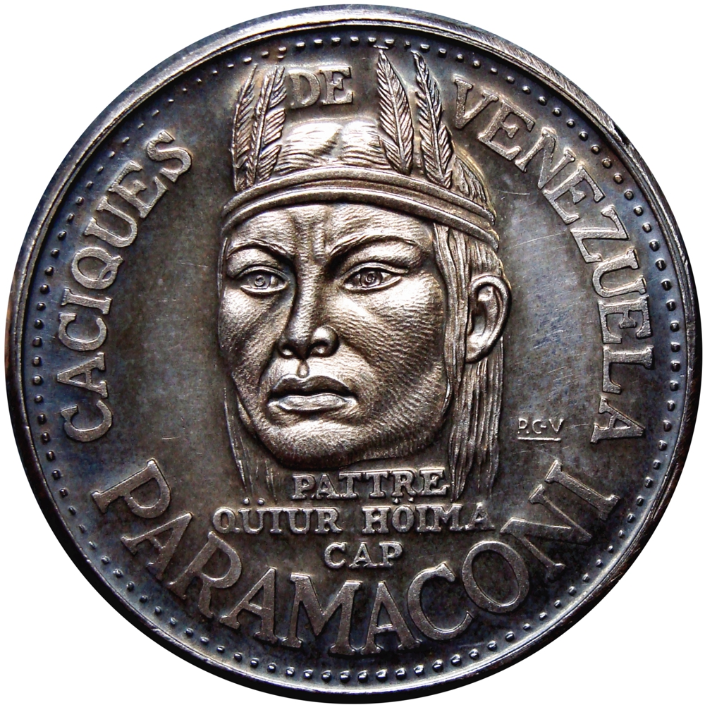 Paramaconi Medalla de Plata 9 Dineros Caciques de Venezuela Italcambio - Numisfila