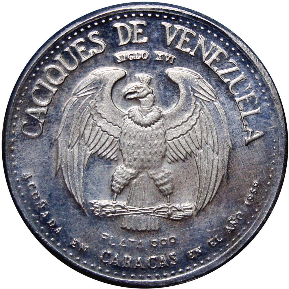Paramaconi Medalla de Plata 9 Dineros Caciques de Venezuela Italcambio  - Numisfila