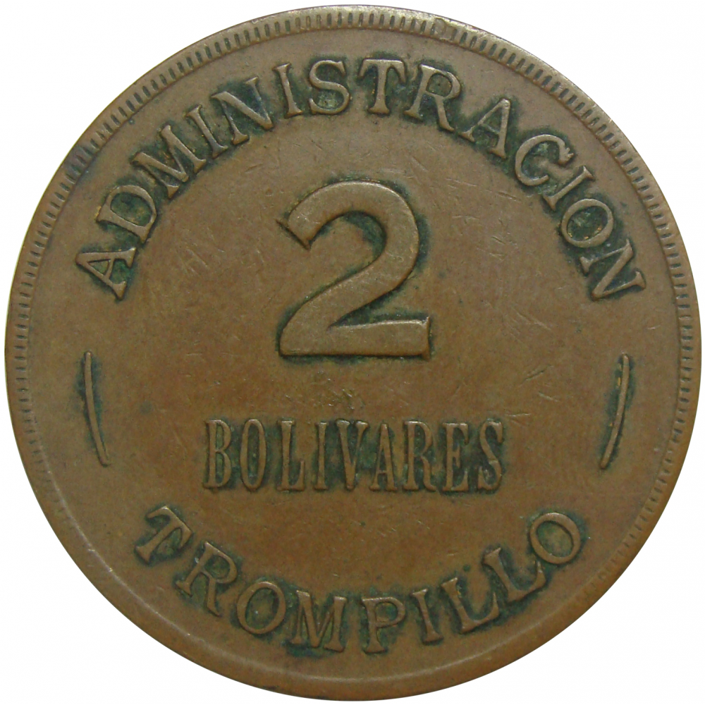 Ficha Administración Trompillo 2 Bolívares  - Numisfila