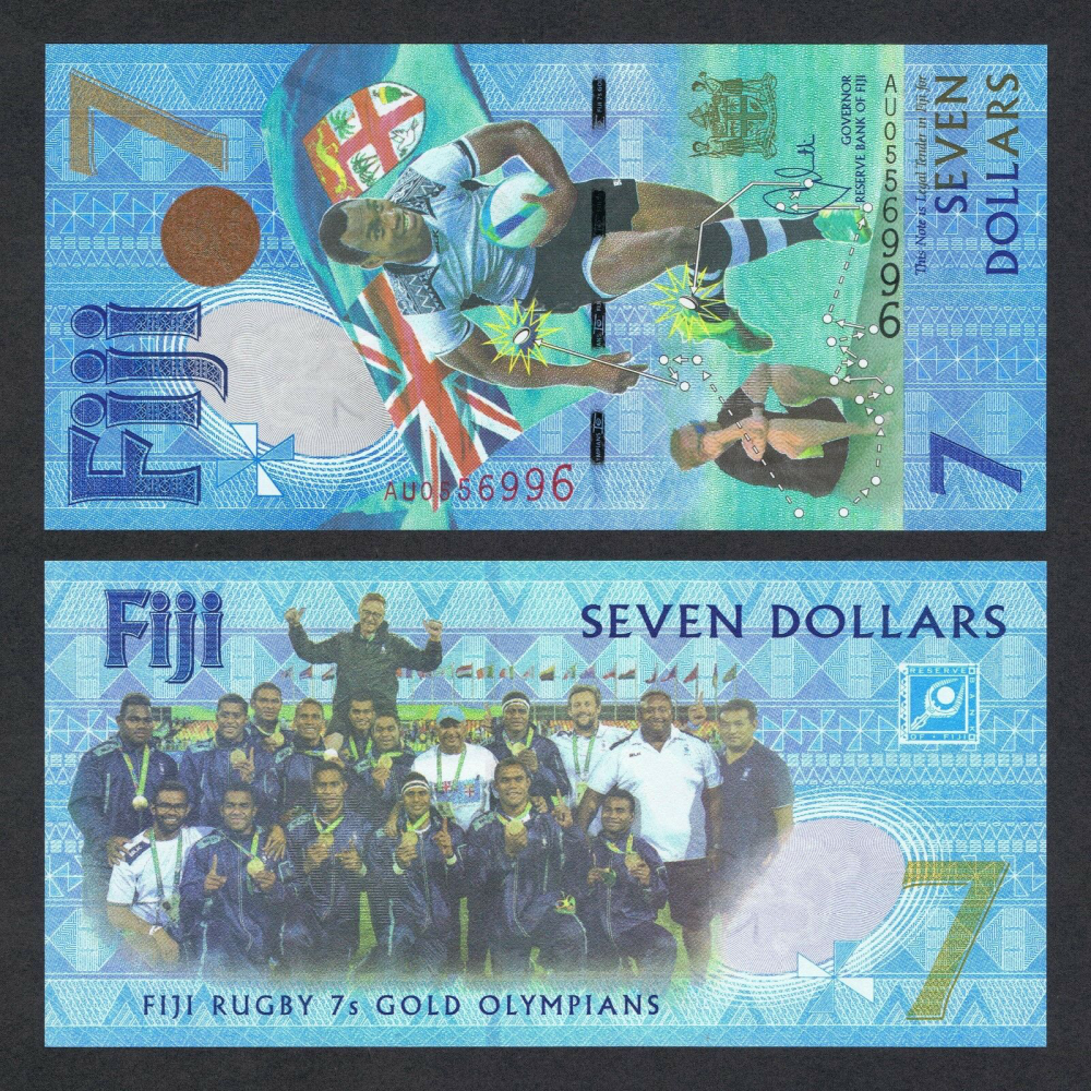 Billete Conmemorativo Fiji 7 Dolares 2017 Olimpiadas Rugby  - Numisfila