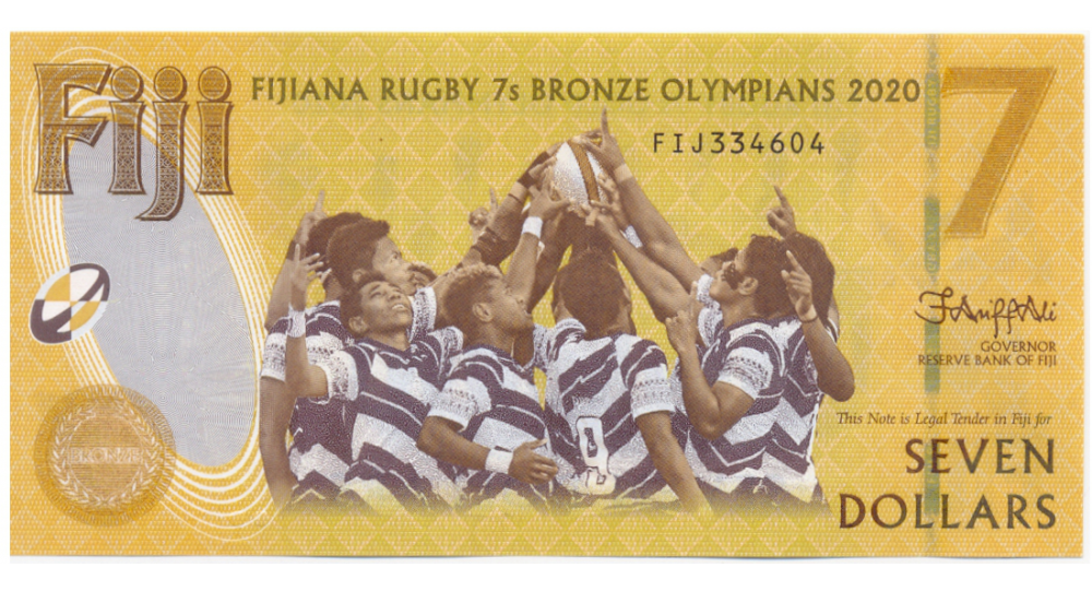 Billete Fiji 7 Dolares 2020 - 2022 Rugby   - Numisfila