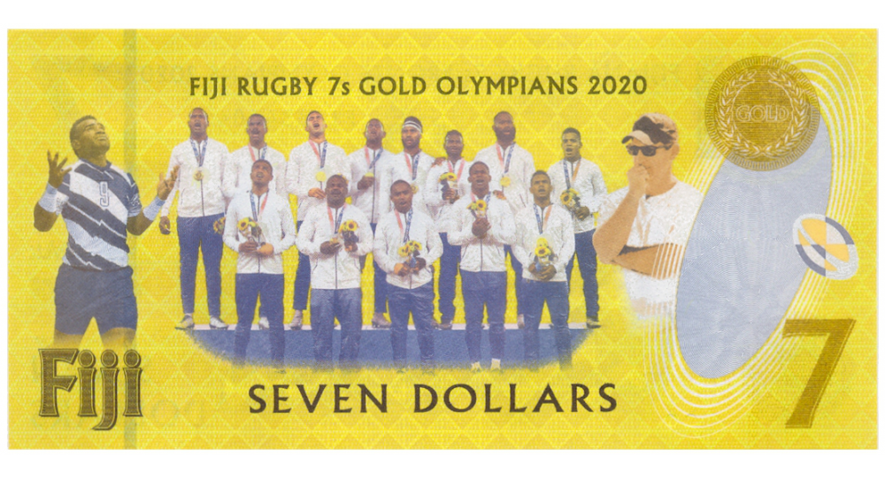 Billete Fiji 7 Dolares 2020 - 2022 Rugby   - Numisfila