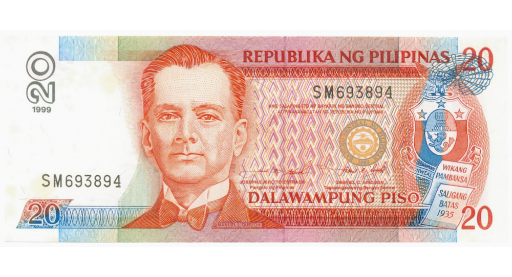 Billete Filipinas 20 Piso 1999 Manuel L. Quezon - Numisfila