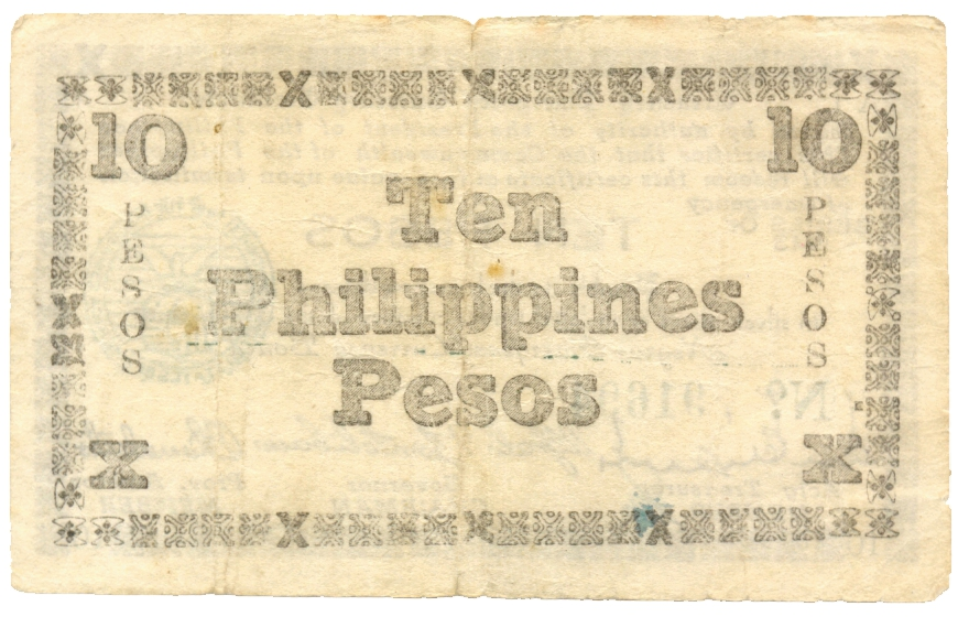 Billete Filipinas 10 Pesos 1943 - Provincia de Negros Oriental   - Numisfila