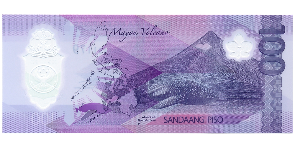 Billete Plástico Filipinas 100 Pisos 2024 - Pavo Real de Palawan  - Numisfila