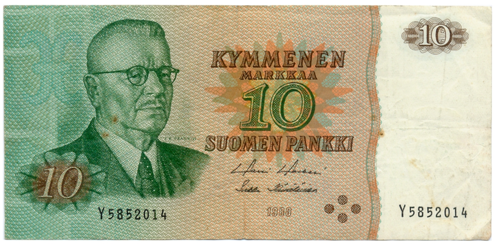 Billete Finlandia 10 Markkaa 1980 Paasikivi - Numisfila