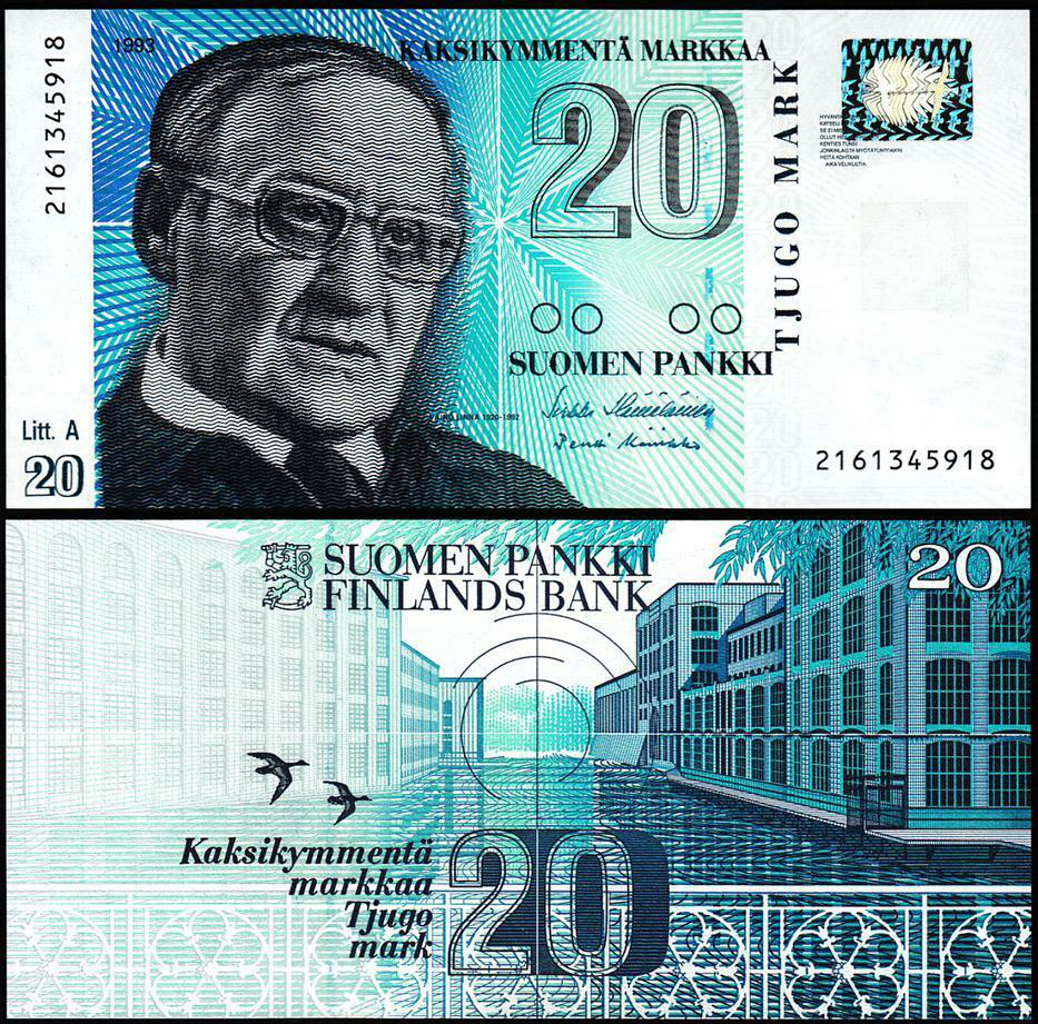 Billete Finlandia 20 Pankki 1993  - Numisfila