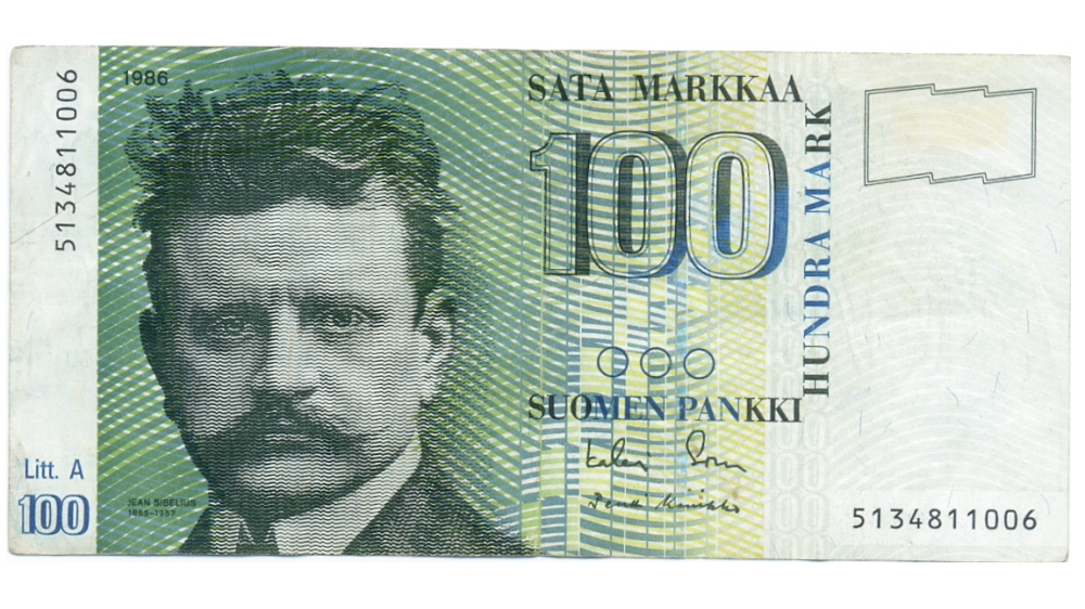 Billete Finlandia 100 Markkaa 1986 Jean Sibelius - Numisfila