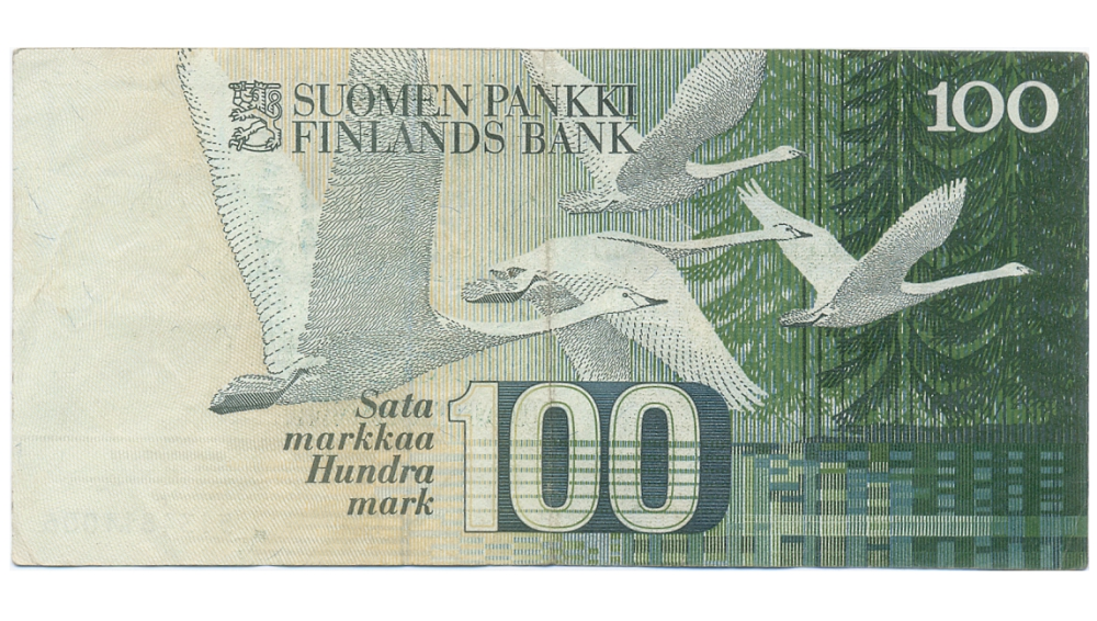Billete Finlandia 100 Markkaa 1986 Jean Sibelius  - Numisfila