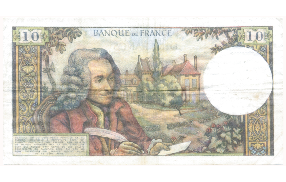 Billete Francia 10 Frans 1972-1973 Voltaire  - Numisfila