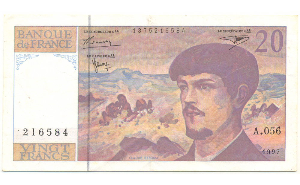  Billete Francia 20 Francos 1997 Debussyn  - Numisfila