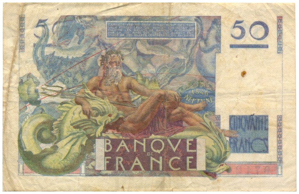 Billete Francia 50 Francs 1951 - Urbain Le Verrier   - Numisfila