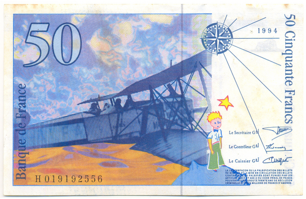 Billete Francia 50 Francs 1994 Exupery y Principito  - Numisfila