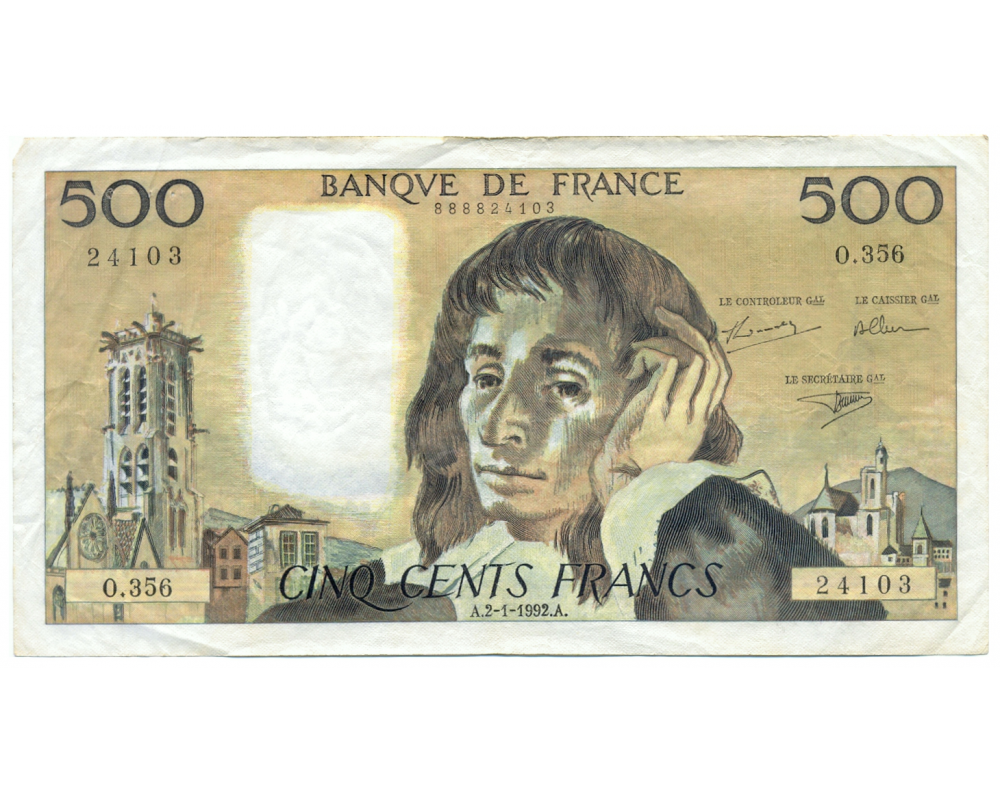 Billete Francia 500 Francs 1992 Pascal  - Numisfila