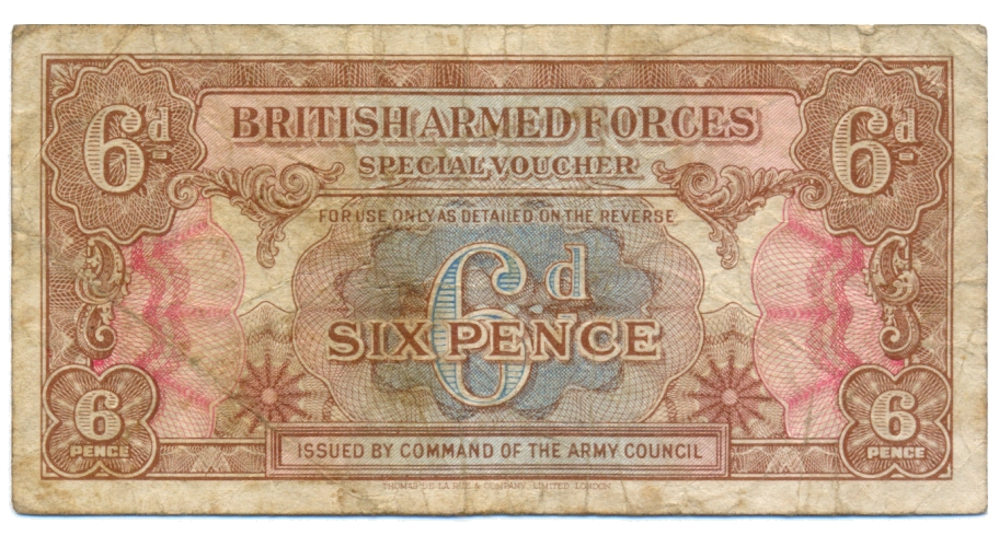 Billete Reino Unido Fuerzas Armadas Británicas 6 Pence 1946 - Numisfila