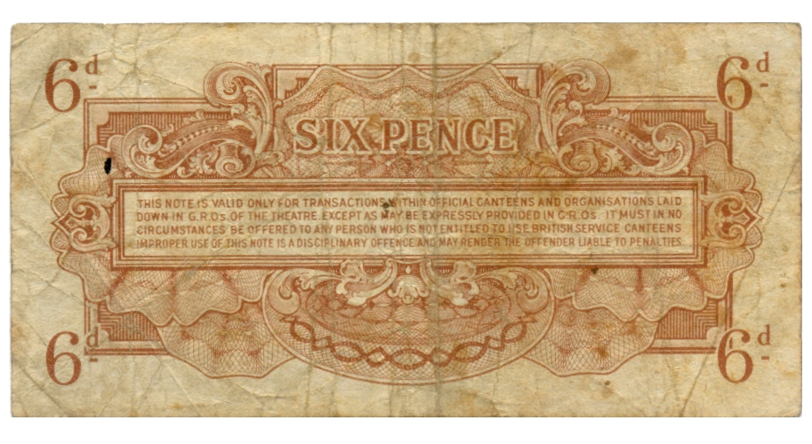 Billete Reino Unido Fuerzas Armadas Británicas 6 Pence 1946  - Numisfila