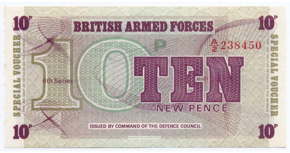 Billete Fuerzas Armadas Britanicas 10 New Pence 1972  - Numisfila