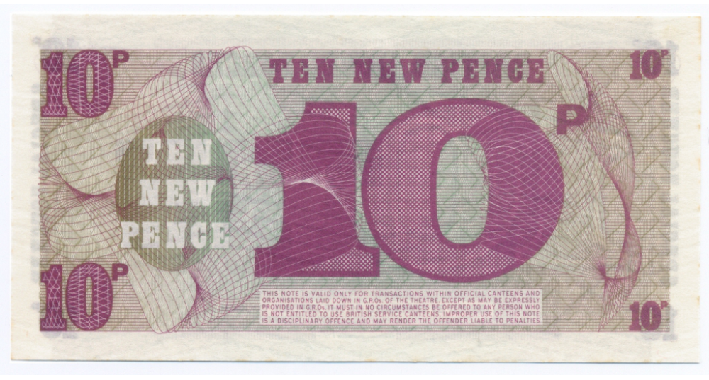 Billete Fuerzas Armadas Britanicas 10 New Pence 1972  - Numisfila