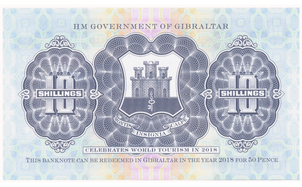 Billete Gibraltar 10 Shillings 2018 Turismo  - Numisfila