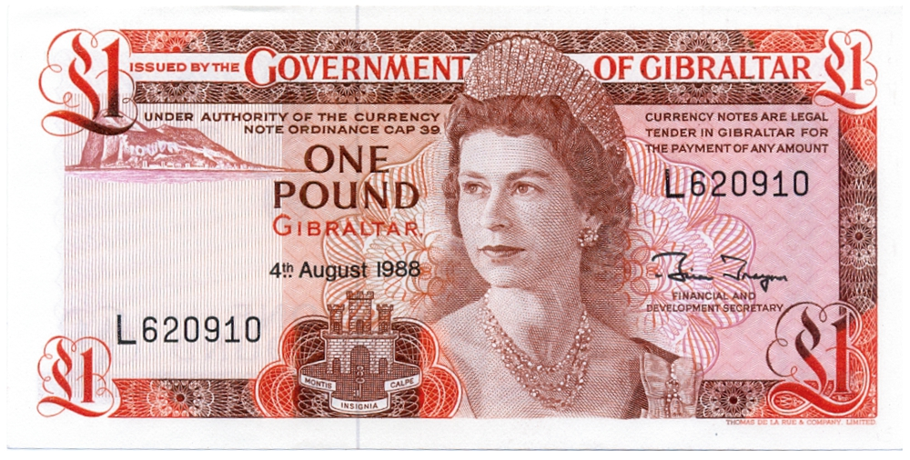 Billete Gibraltar 1 Pound 1988 -  Isabel II - Numisfila