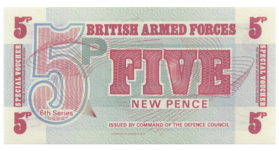 Billete Fuerzas Armadas Británicas 5 New Pence 1972 - Numisfila