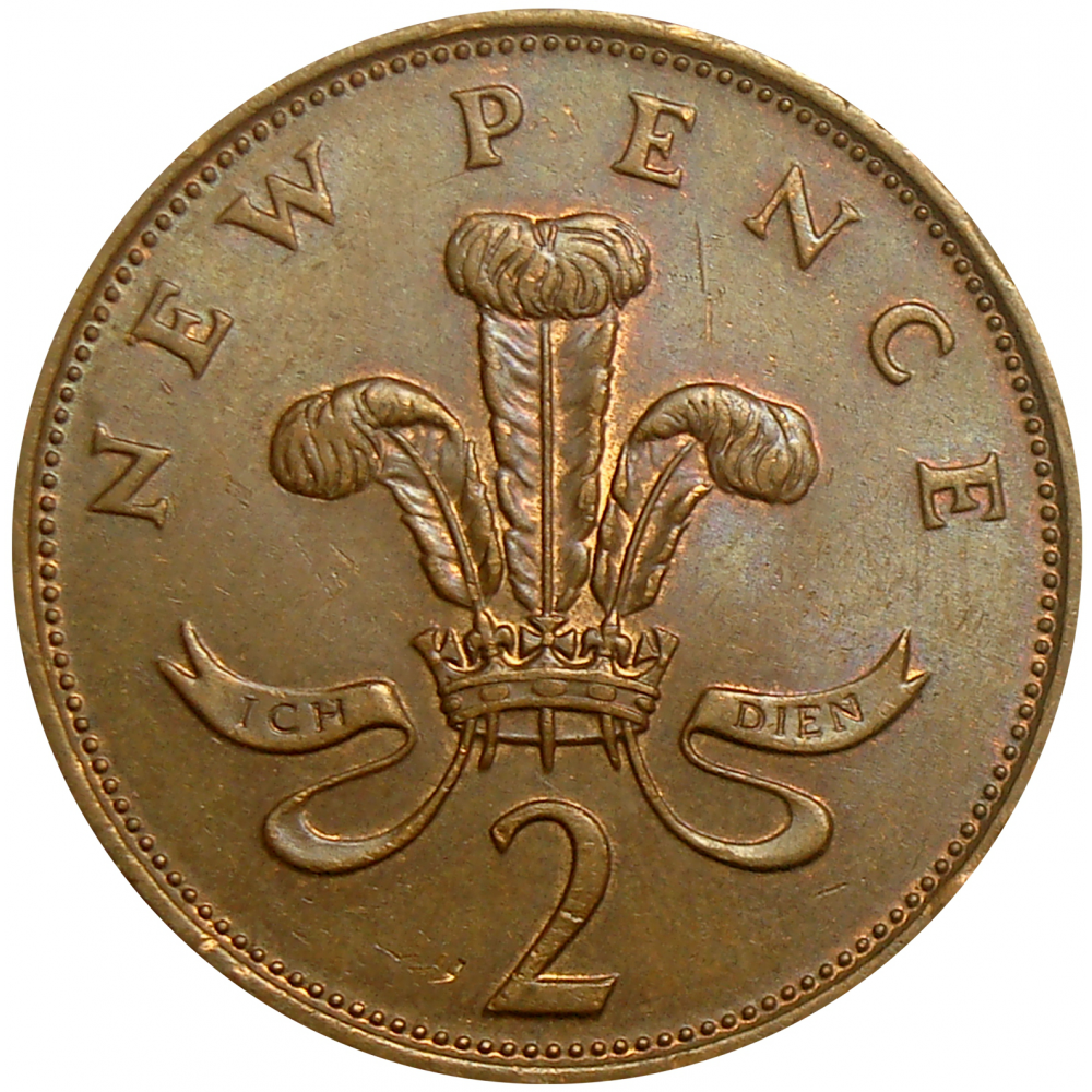 Moneda Gran Bretaña 2 New Pence 1971 - 1975  Elizabeth II  - Numisfila
