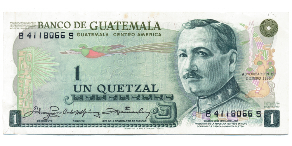 Billete Guatemala 1 Quetzal 1980 - Numisfila