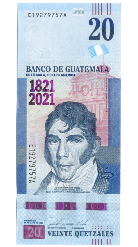 Billete Guatemala 20 Quetzales 2020 Conmemorativo   - Numisfila