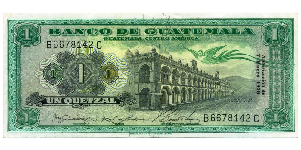 Billete Guatemala 1 Quetzal 1970 - Numisfila