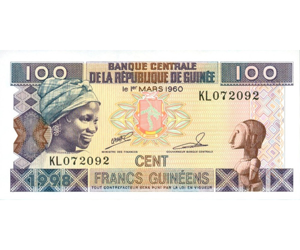 Billete Guinea 100 Francos 2012  - Numisfila