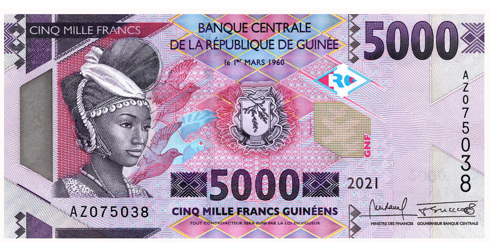 Billete Guinea 5.000 Francs 2021  - Numisfila