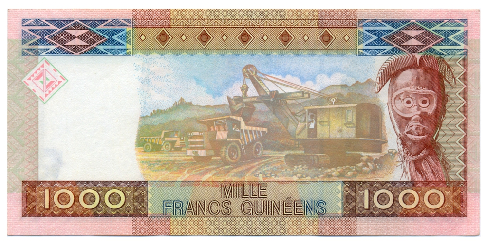Billete Guinea 1000 Francs 2006 Joven y Mina  - Numisfila