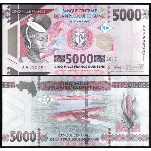 Billete Guinea 5000 Francs 2015  - Numisfila