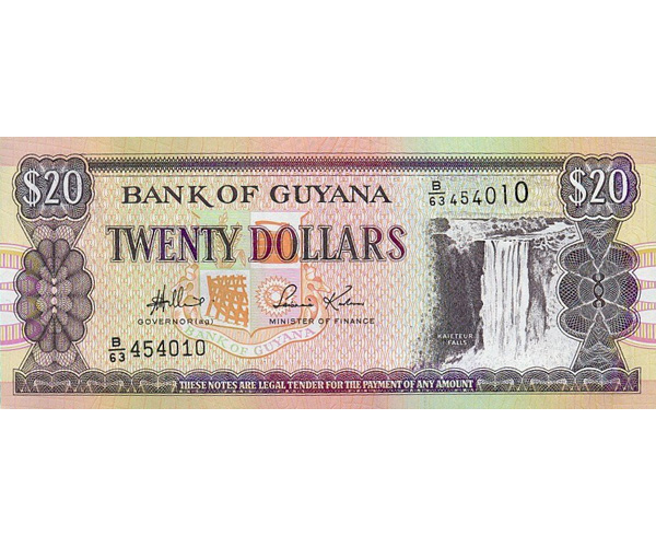 Billete Guyana 20 Dolares 2009 Cataratas Kaieteur  - Numisfila