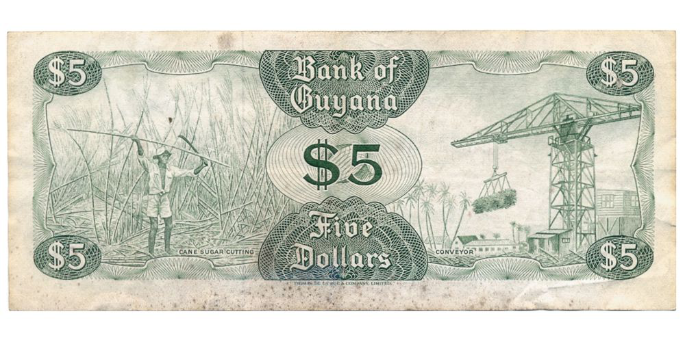 Billete Guyana 5 Dólares 1992 Kaieteur Falls  - Numisfila