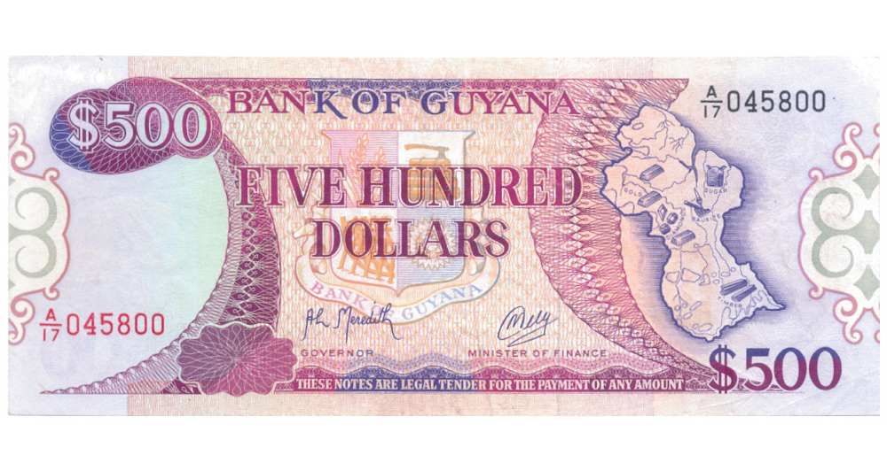 Billete Guyana 500 Dólares 1996 - Numisfila