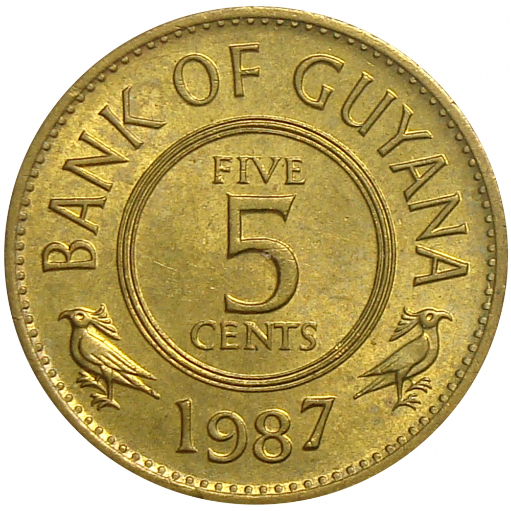 Moneda Guyana 5 Cents de 1987  - Numisfila