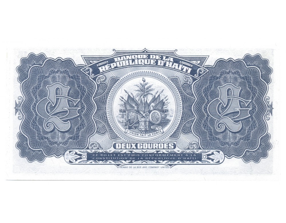 Billete Haití 2 Gourdes 1992 T6 Serial T008262  - Numisfila