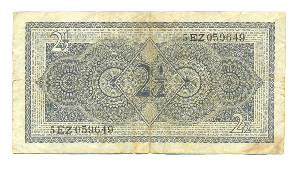 Billete Holanda 2 ½ Gulden de 1945  - Numisfila