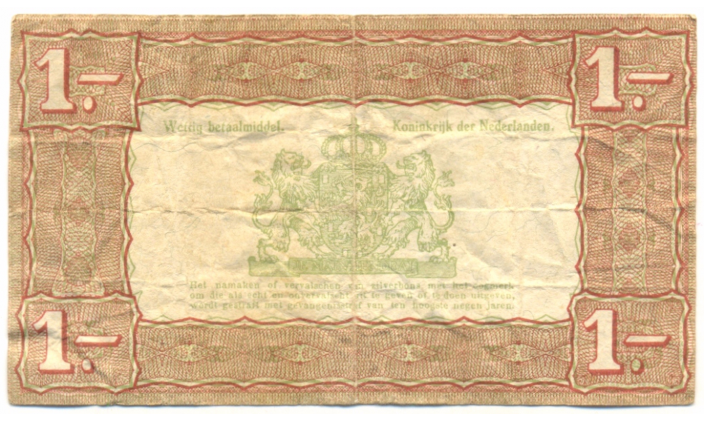 Billete Holanda 1 Gulden de 1938  - Numisfila