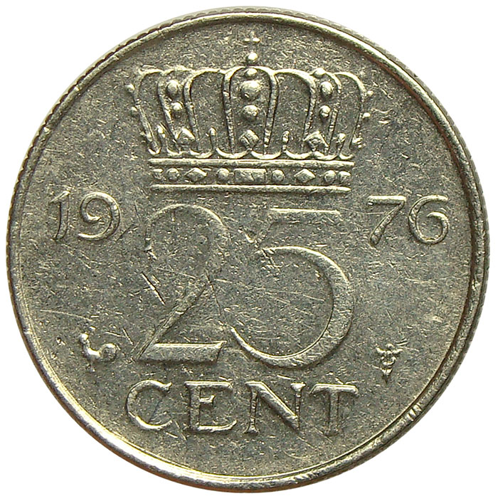 Moneda Holanda 25 Centavos 1950-1980 Reina Juliana - Numisfila