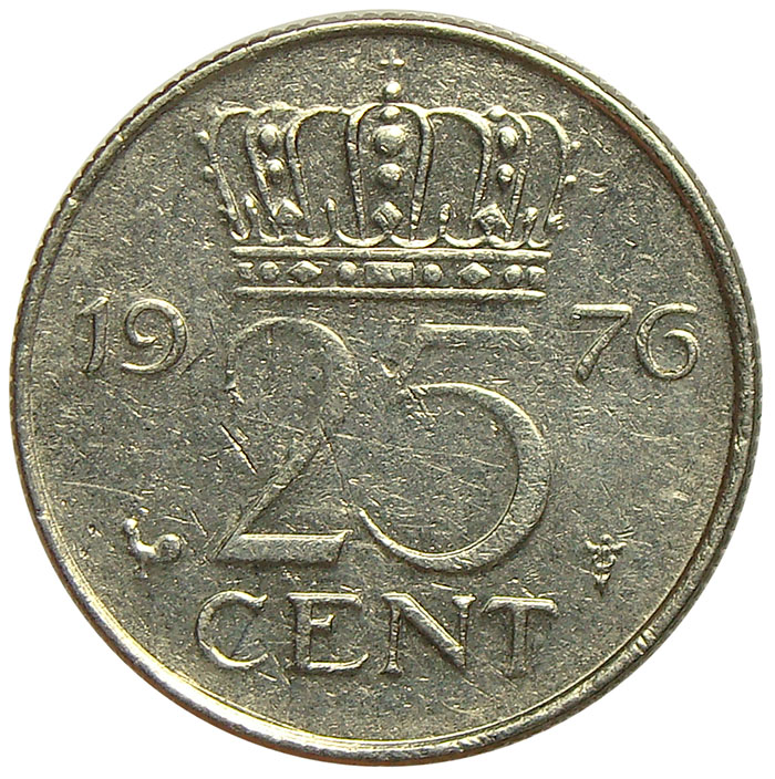 Moneda Holanda 25 Centavos 1950-1980 Reina Juliana  - Numisfila