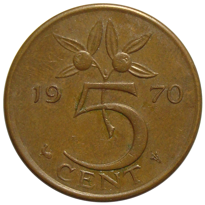 Moneda Holanda 5 Centavos 1952-1980 - Numisfila