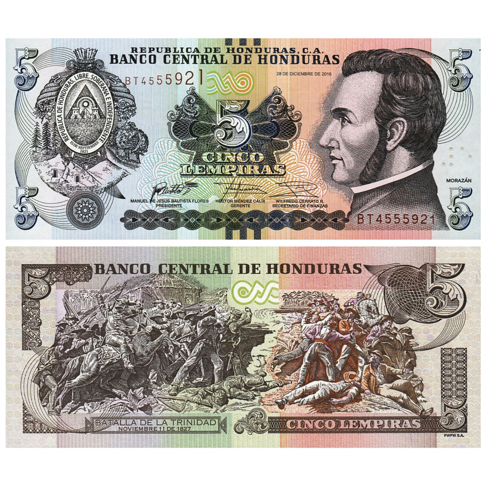 Billete Honduras 5 Lempiras 2016 - Numisfila