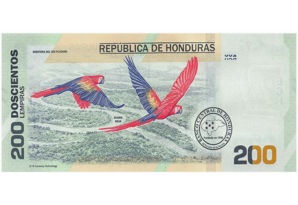 Billete Honduras 200 Lempiras 2021 Conmemorativo 200 Años de la Independencia   - Numisfila
