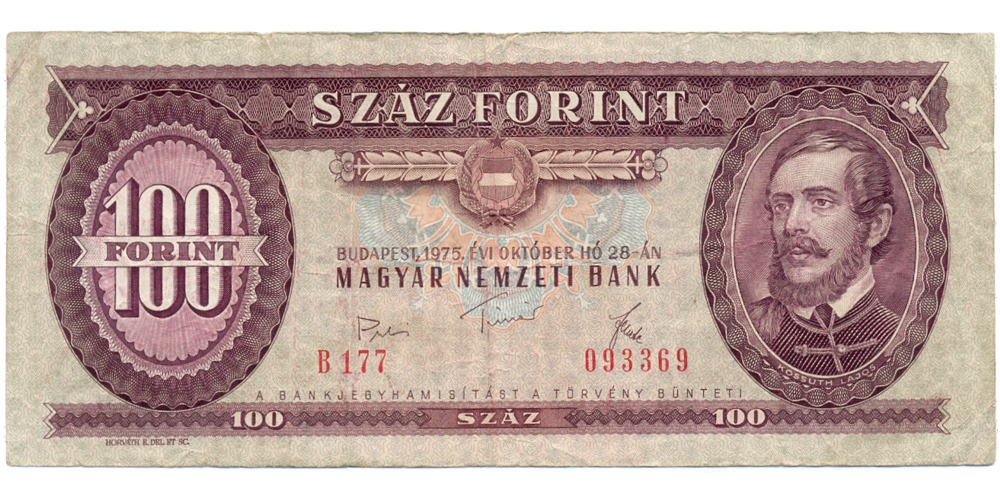 Billete Hungría 100 Forint 1975 Lajos Kossuth  - Numisfila