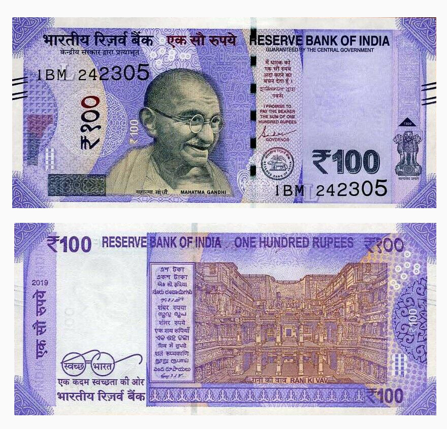 Billete India 100 Rupees 2019 Mahatma Gandhi   - Numisfila