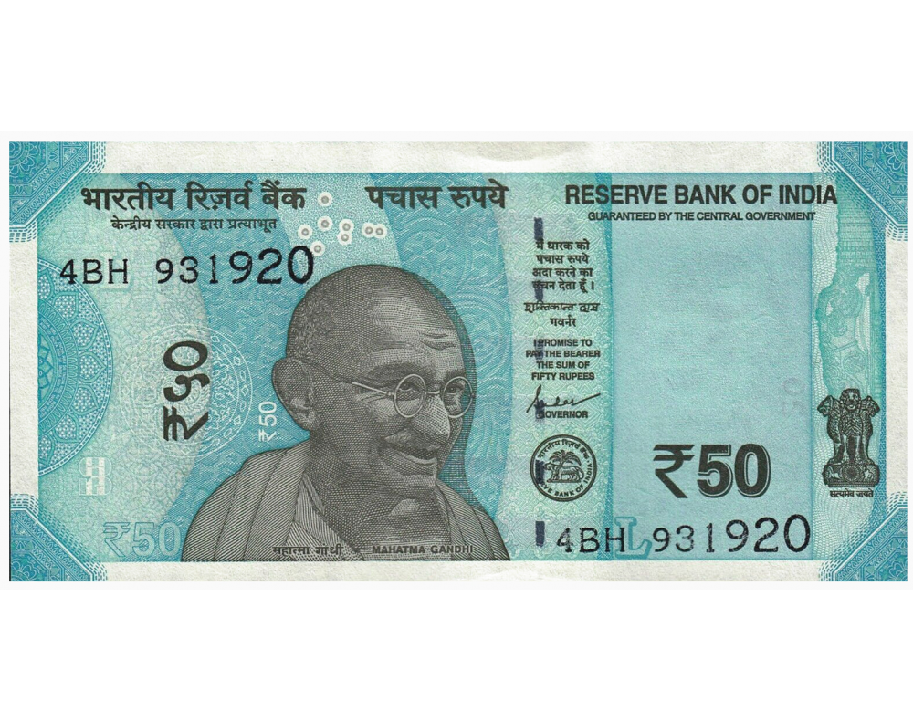 Billete India 50 Rupees 2019 Mahatma Gandhi   - Numisfila